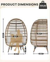 GAOMON Egg Chair, Oversized Wicker Outdoor Chairs with Luxury Cushions, 350LBs Capacity Steel Frame Patio Lounge Chaise for Indoor/Outdoor Use for Balcony, Living Room, Patio, White GAOMON