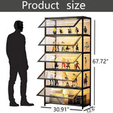 5-Tier Display Cabinet with Acrylic Doors, 67.5" Transparent Curio Display Case for Figures, Collectibles Toy Organizers Rack & Display Shelf, Kids Bookcase for Home, Office, Playroom, Living Room IHGSSKD