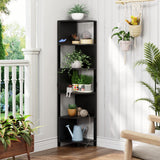 YITAHOME 6-Tier Corner Shelf, 68.8" Tall Modern Free Standing Zigzag Corner Bookshelf, 6 Shelf Display Corner Bookcase Open Small Book Shelves for Living Room, Home Office, Small Space, Black YITAHOME