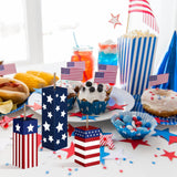 Weysat 3 Pcs Patriotic Wood Block Sign Memorial Day 4th of July Table Decor Glitter Red White Blue Star Signs Firework Tabletop Centerpiece American Flag Independence Day Tiered Tray Decor for Home Weysat
