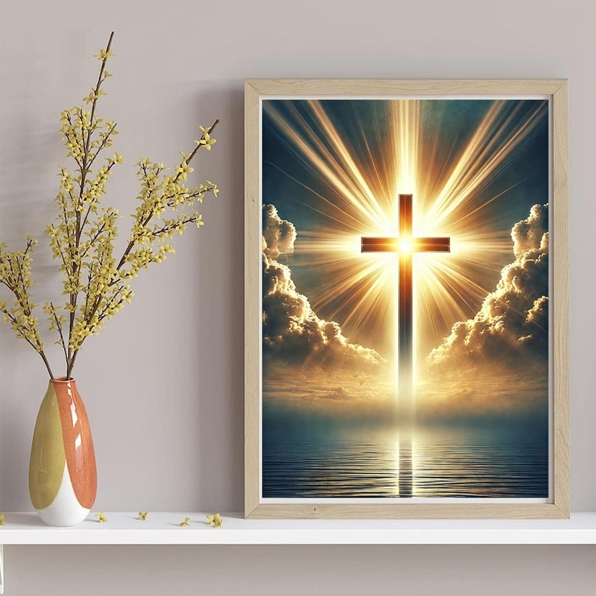 TOPMCYSG Jesus Cross Diamond Art Kits for Adults,Round 5D Diamond Painting Kits for Beginners,DIY Full Drill Diamond Dots Paintings Picture Christ Religious Gem Art and Crafts Home Wall Decor 12x16 in TOPMCYSG