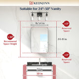 Keonjinn Black Medicine Cabinet 17 x 25 Inch, Heavy & Solid Bathroom Medicine Cabinet with Mirror, Stainless Steel Framed, Adjustable Shelves, Recessed or Wall Mount, Bathroom Mirror with Storage Keonjinn