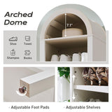 IFGET 71" Tall Arched Bookshelf, 8 Tiers Arch Bookcase with Storage, Modern Farmhouse Book Shelf with Adjustable Shelves, Wood Bookshelf w/Open Display Shelves for Living Room, Office (Antique White) IFGET