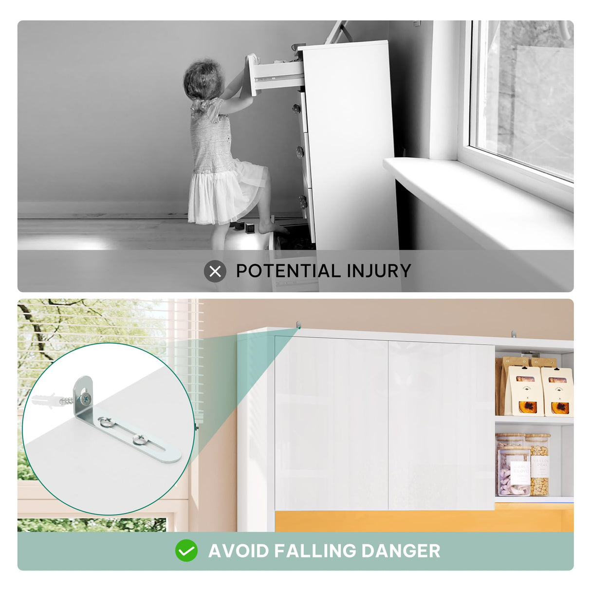 DWVO 71''Tall Kitchen Pantry Storage Cabinet, Modern Buffet Cabinet with Hutch, Kitchen Hutch Cabinet with Outlet, Large Food Pantry Cabinet with Doors and Shelves, Wine Rack for Dining Room, White DWVO