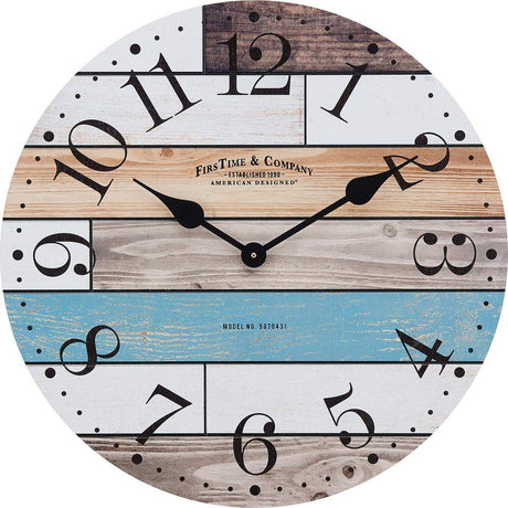 FirsTime & Co. Multicolor Newton Woodgrain Wall Clock, Large Vintage Decor for Living Room, Home Office, Round, Wood, Farmhouse, 23.5 Inches FirsTime