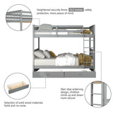 Merax Grey Solid Wood Convertible Bunk Bed with Storage Drawers and Ladders, Full Over Full Merax