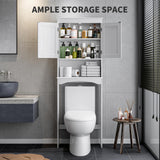 Bealife Over The Toilet Storage Cabinet with Open Shelf, Organizer with Adjustable Shelf and Double Doors,Over The Toilet Storage Shelf Free Standing- White Bealife