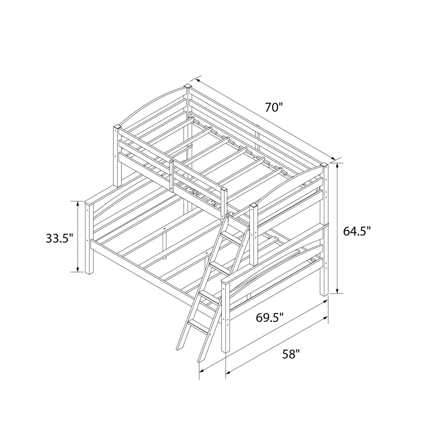 DHP Brady Twin over Full Bunk Bed Frame in Espresso - Space-Saving Design for Kids and Guests - WoodArtSupply