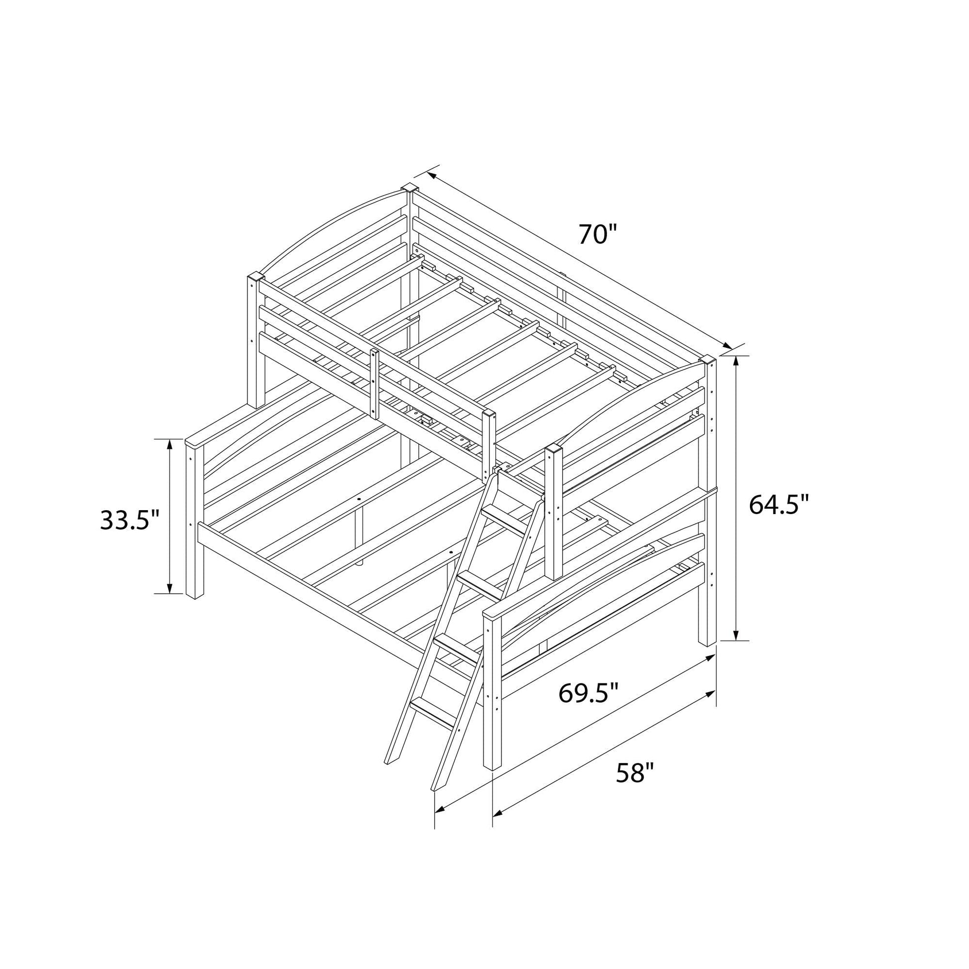 DHP Brady Twin over Full Bunk Bed Frame in Espresso - Space-Saving Design for Kids and Guests - WoodArtSupply