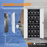 Yizosh Metal Garage Storage Cabinet with Lock, 71" Locking Tool Cabinet with 2 Doors and 5 Shelves, Tall Steel Cabinet for Garage, Heavy Duty File Cabinet for Office, School (Gray White) Yizosh