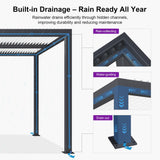 PURPLE LEAF Louvered Pergola 12' x 14' Outdoor Aluminum Pergola with Hidden Drainage System and White Adjustable Sun Shade Roof Patio Hardtop Large Pergolas for Patio Dining Backyard Deck PURPLE LEAF