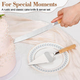 Cake Cutting Set for Wedding, Wood Cake Knife and Server Set, Vintage 2-Piece Pie Cutter Serving Set, Serrated Pizza Dessert Utensils, Bridal Anniversary Birthday Quinceañera Gift TUKDAK