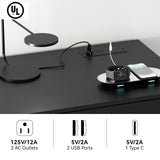 FJTJBSI Dresser with Power Outlets Wooden 6 Drawer Dresser with Large Organizer Black Tall Storage Organizer with Smooth Metal Rail Modern Chest of Drawers Closet for Bedroom Hallway FJTJBSI