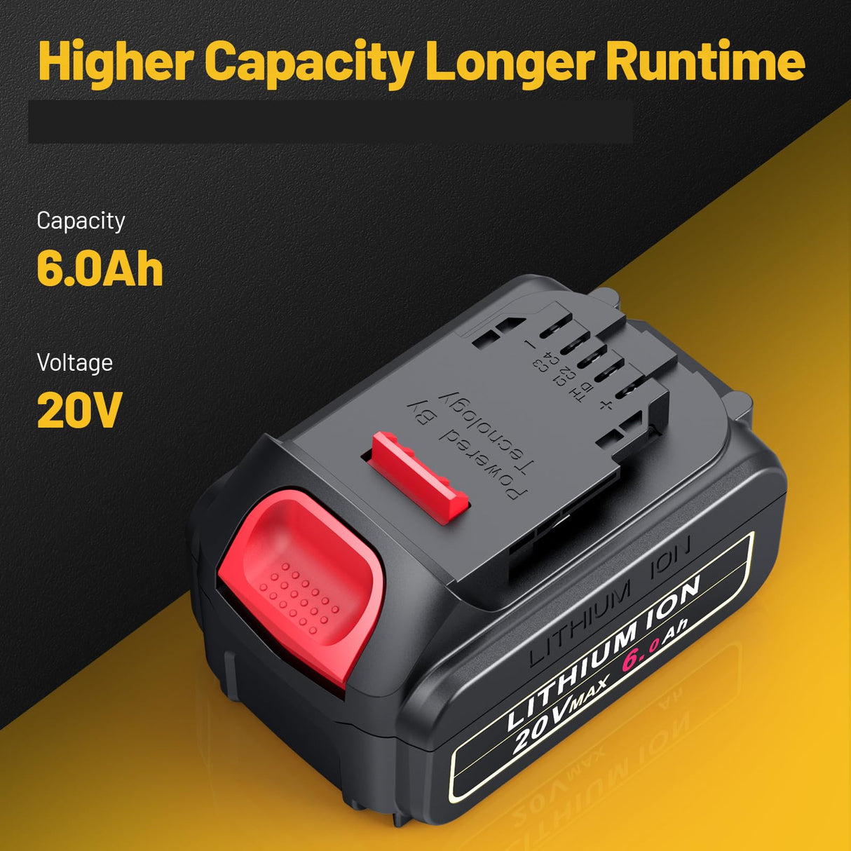 Futurebatt 20V Max Battery for DEWALT 20-Volt MAX Tools 6.0Ah Lithium Battery Replacement DCB206 DCB205 DCB204 DCB203 DCB201 DCB200 DCB181 DCB180 DCD DCF DCG DCS Series Futurebatt
