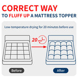 STWIENER King Mattress Topper, Pillow Top Mattress Topper for Back Pain Relief, Extra Thick Mattress Pad Deep Pockets for 8"-21", Soft Down Alternative Fill Mattress Protector, Blue Stripe STWIENER