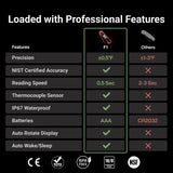 Professional 3X Faster 0.5sec Instant Read Meat Thermometer Digital, High Accuracy ±0.5°F, IP67 Waterproof, Auto Wake/Sleep/Rotate Display, NIST Certified, Backlight Candy Thermometer, Valentines Gift ThermoMaven