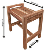 EcoDecors, Eleganto, 20", Teak Shower Bench, Teak Shower Stool, Safety Arms, Shower Seat, Teak Shower Seat, Shower Transfer Bench, Teak Shower for Inside Shower EcoDecors