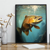 QACEYID DIY Painting by Numbers Gift Kits, Trout Fish, Paint by Numbers on Canvas, Ideas and Gifts for Home Decor, 40x50cm, Without Frame QACEYID