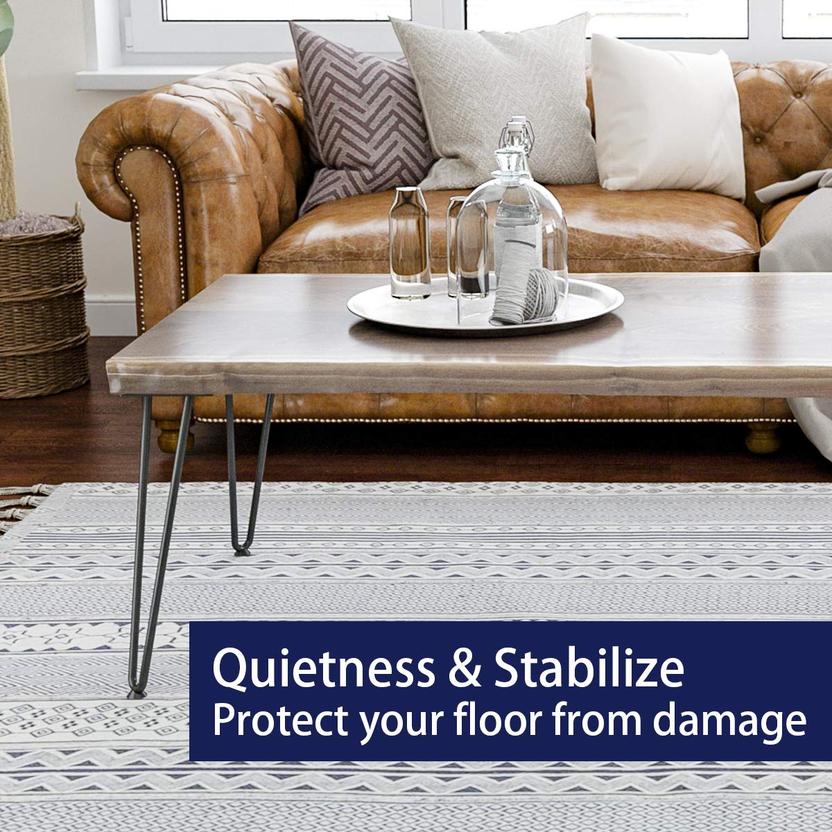 SMARTSTANDARD 16" Hairpin Furniture Legs, Metal Home DIY Projects for Nightstand, Coffee Table, Desk, etc with Rubber Floor Protectors Black 4PCS SMARTSTANDARD