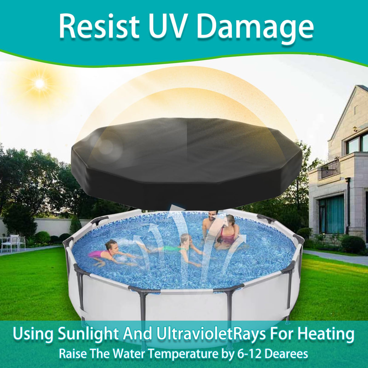 18FT Pool Covers for Above Ground Pools, Safana Round Pool Winter Cover, Tear Resistant Fabric Swimming Pool Covers, Superior Strength & Durability, Prevent Leaves, UV Resistance, Prevent from Debris Safana