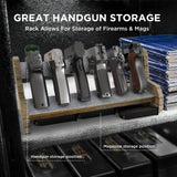 DINGDOON Pure Wood Made Pistol Rack, Handgun Rack for Gun Cabinet Storage, Gun Safe Organizer Accessories, 6 Gun Holder with Carpeted Surface DINGDOON