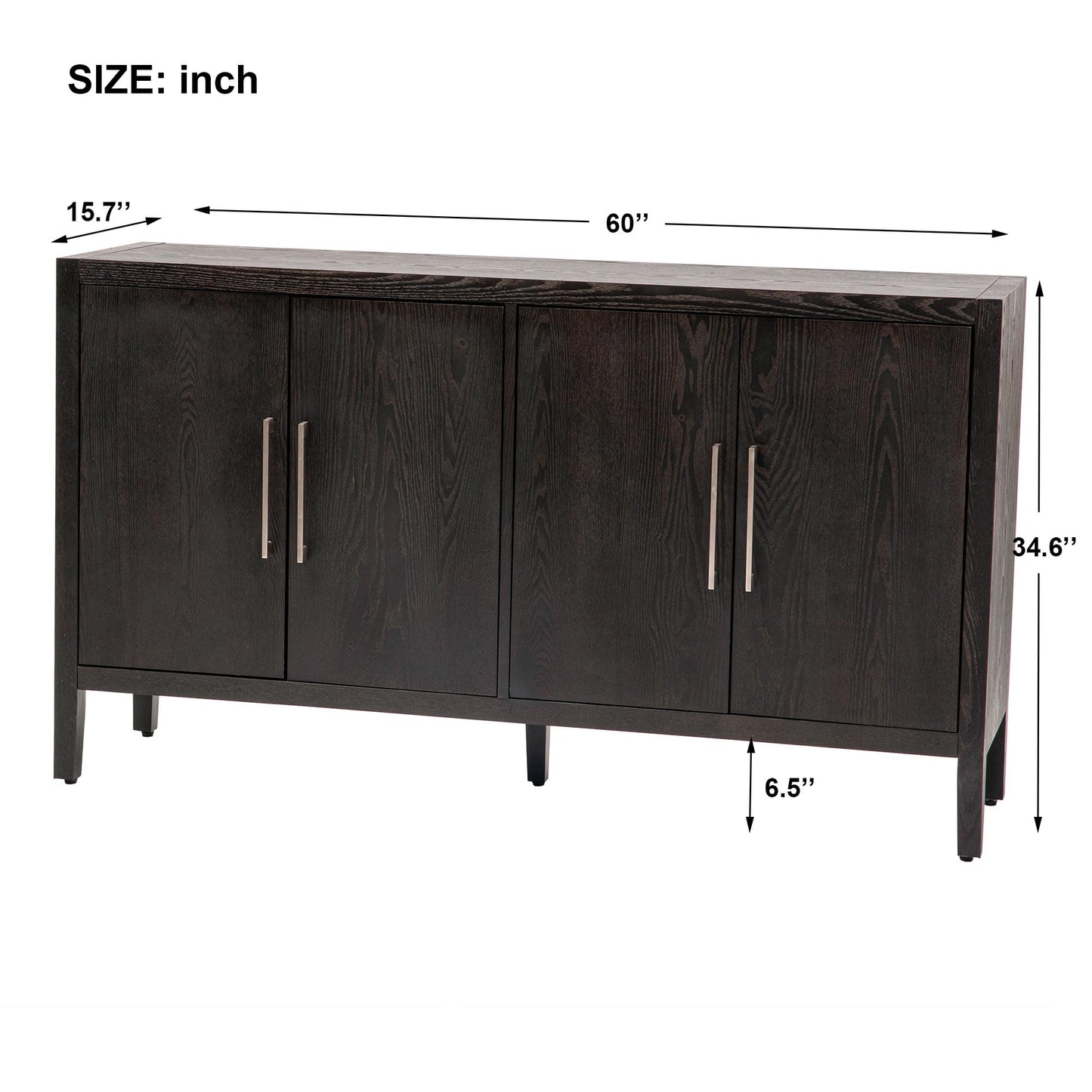 Amposei Sideboard Cabinet 60-Inch Wooden Credenza Storage Console Cabinet Buffet Table with Doors & Adjustable Shelves for Living Dining Room Kitchen, Walnut