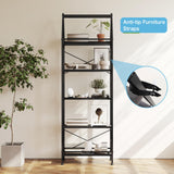 PROXRACER 5-Tier Bookshelf, 24 Inch Tall Standing Bookcase, Modern Display Shelf Unit Storage Organizer Rack for Study Room Home Office,Black PROXRACER