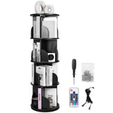 Black Rotating Book Shelf with LED Lights Generic