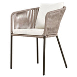 Modern 7 Pieces Patio Dining Set,Dining Table and Chairs, Acacia Wood Tabletop, Metal Frame,Outdoor Furniture Set for Garden, Backyard, Balcony (Beige/Rope1) CKLMMC