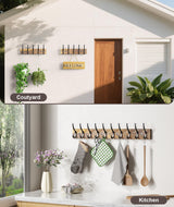 Optish 16.2" Wooden Coat Rack Wall Mount, Rustic Coat Hooks Wall Mounted, 1 Pack Wall Coat Rack with Hanger for Hat, Clothes, Bags, Jacket. etc Optish