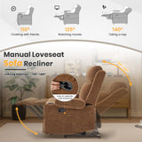 RIHEREFY Loveseat Recliner Sofa, Double Seat Couch with Adjustable Footrest, Wall Hugger Sofa for Living Room & Home Theater & RV(Brown) RIHEREFY