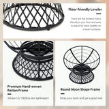 Hubhalsun 360° Swivel Papasan Chair - 350lbs Capacity Indoor/Outdoor Wicker Lounge Chair with Thick Cushion, Modern Accent Chair for Living Room, Bedroom, Patio Hubhalsun