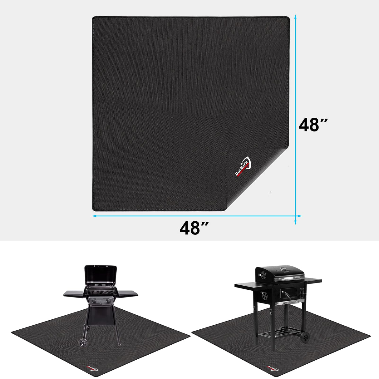 DocSafe Large Under Grill Mat 48" Square Fire Pit Mat,4 Layers Fireproof Mat Grill Pads Protect for Deck,Patio,Outdoor Charcoal,Smokers,Wood Floor,Indoor Fireplace Mat,Reusable Oil-Proof＆Waterproof DocSafe