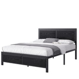 VECELO Full Size Bed Frame with Black Wood Headboard and Footboard, 14 Inch Platform Mattress Foundation, No Box Spring Needed, Heavy Duty Support, Easy Assembly VECELO