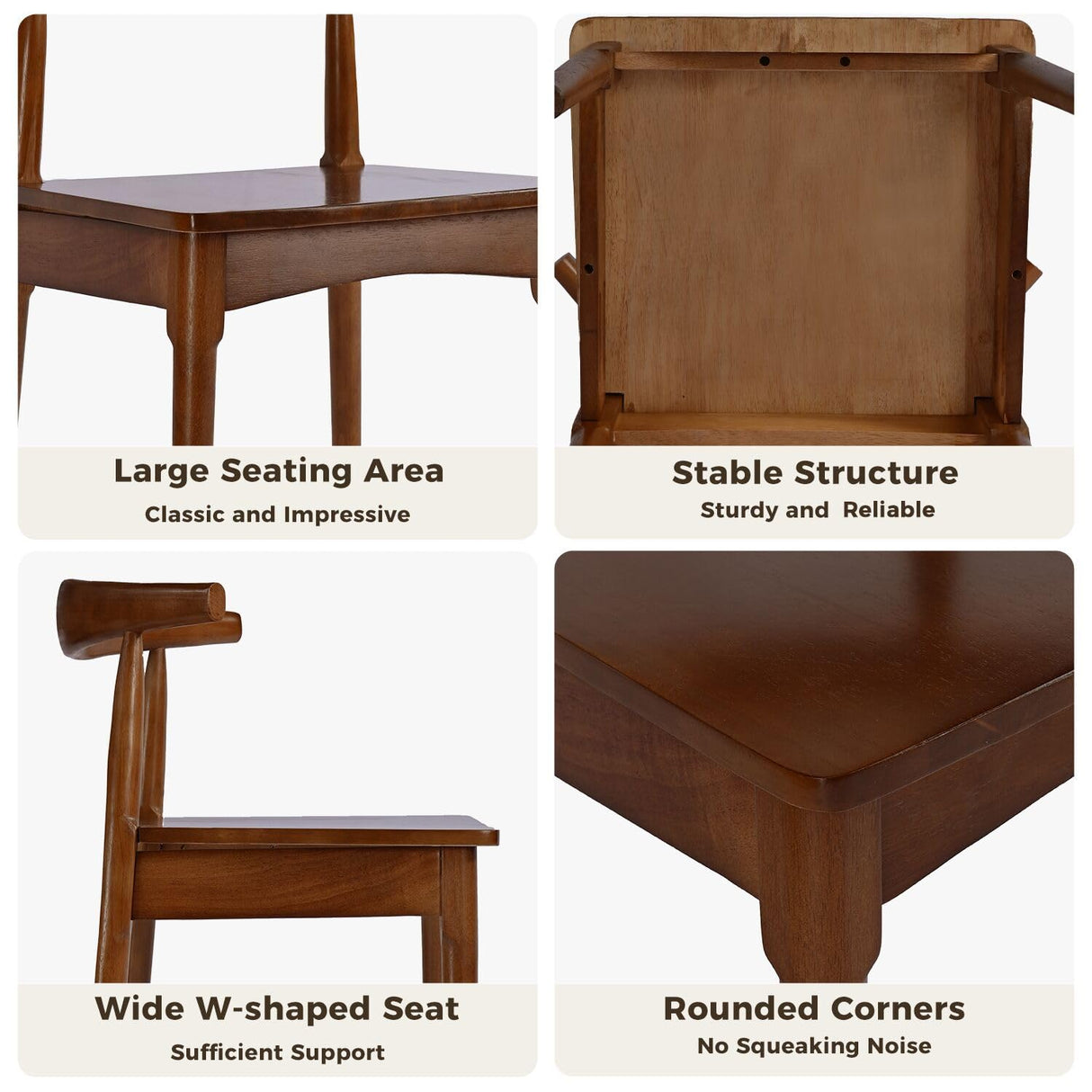 DELAVIN Solid Wood Dining Chairs Set of 4,Kitchen Chairs with Solid Oak Wood Legs, Farmhouse Style High Ladder Back Dining Room Chairs,Walnut DELAVIN