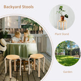 Wood Stools, Set of 2 Wooden Stackable Stool Extra Seating for Kids, Guests, Portable Round 16.5-Inch, Counter Height Stools for Living Room, Backyard, Classroom, Kitchen, Pland Stand, Apartment WINZONE