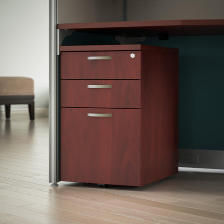 Bush Business Furniture Office in an Hour 3 Rolling File Cabinet | Mobile Under Desk Drawers for Letter, Legal, and A4-size Document Storage, Hansen Cherry Bush Business Furniture