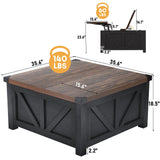 jimeimen Farmhouse Lift Top Coffee Table with Storage, Wood Square Center Table with Charging Station&USB Ports, Living Room Central Table w/Large Hidden Space, for Living Room, Bedroom,Home Office jimeimen