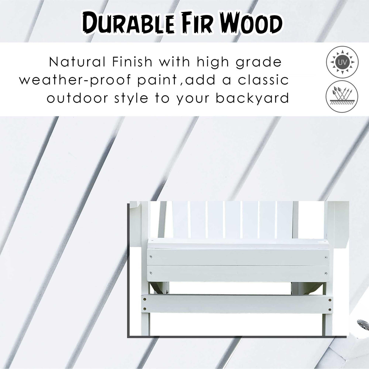 Outsunny Wooden Adirondack Chair, Outdoor Patio Lawn Chair with Cup Holder, Weather Resistant Lawn Furniture, Classic Lounge for Deck, Garden, Backyard, Fire Pit, White Outsunny