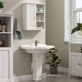 Treocho Bathroom Wall Cabinet, Medicine Cabinet with Door and 3 Open Shelves, Wall Mounted Storage Organizer for Bathroom, Kitchen, Living Room, White Treocho