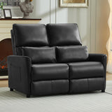DRMBOOK 52'' RV Loveseat Recliner Sofa, Faux Leather Double Camper Couch 2 Seater Recliner, Home Movie Theater Seating Chair, 2 Person Push Back Recliners for Living Room, Black DRMBOOK