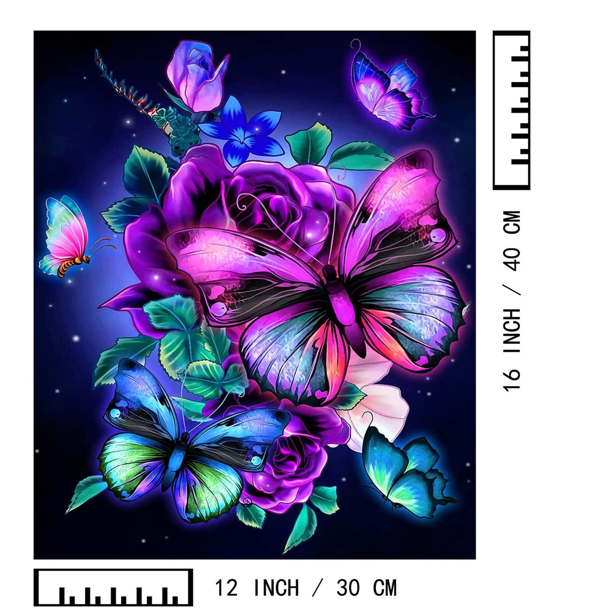 BAISITE Paint by Numbers Kit for Adults Beginners,12" Wx16 L 2 Pack Canvas for Painting Kits for Adults in Colorful Box-Butterflies 5152 BAISITE