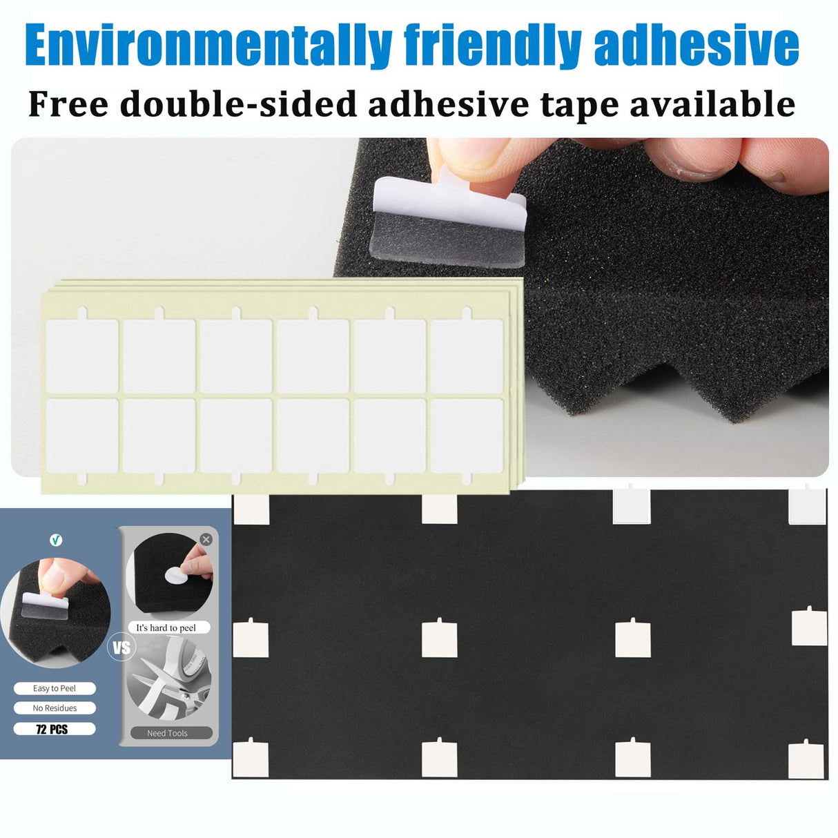 4 Pack Acoustic Panels, 48 x 24 x 2" Sound Proof Foam High Density Studio Wedge Tiles Fire Resistant Acoustic Panels for Home,Office, Recording Room, Studio (Black-4 Pack) shipxinfuren