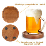 6 Pcs Best Wooden Coasters with Holder Coffee Table Coasters for Drink Acacia Wood Coaster Set Modern Cup Coasters Home Dining Table Decor Cute Beer Bar Coasters Decorative Rustic Outdoor Coasters Renawe