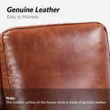 HULALA HOME Genuine Leather Recliner Chair, Classic Push Back Recliner Armchair with Thick Seat and Backrest (Saddle) HULALA HOME