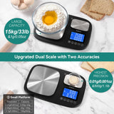 BOMATA 0.01g/500g & 1g/15kg Dual Platform Kitchen Scale with Two Precisions, Accumulation Function, Gram and Ounce, Digital Scale for Food, Baking, Yeast, Jewelry B614 BOMATA