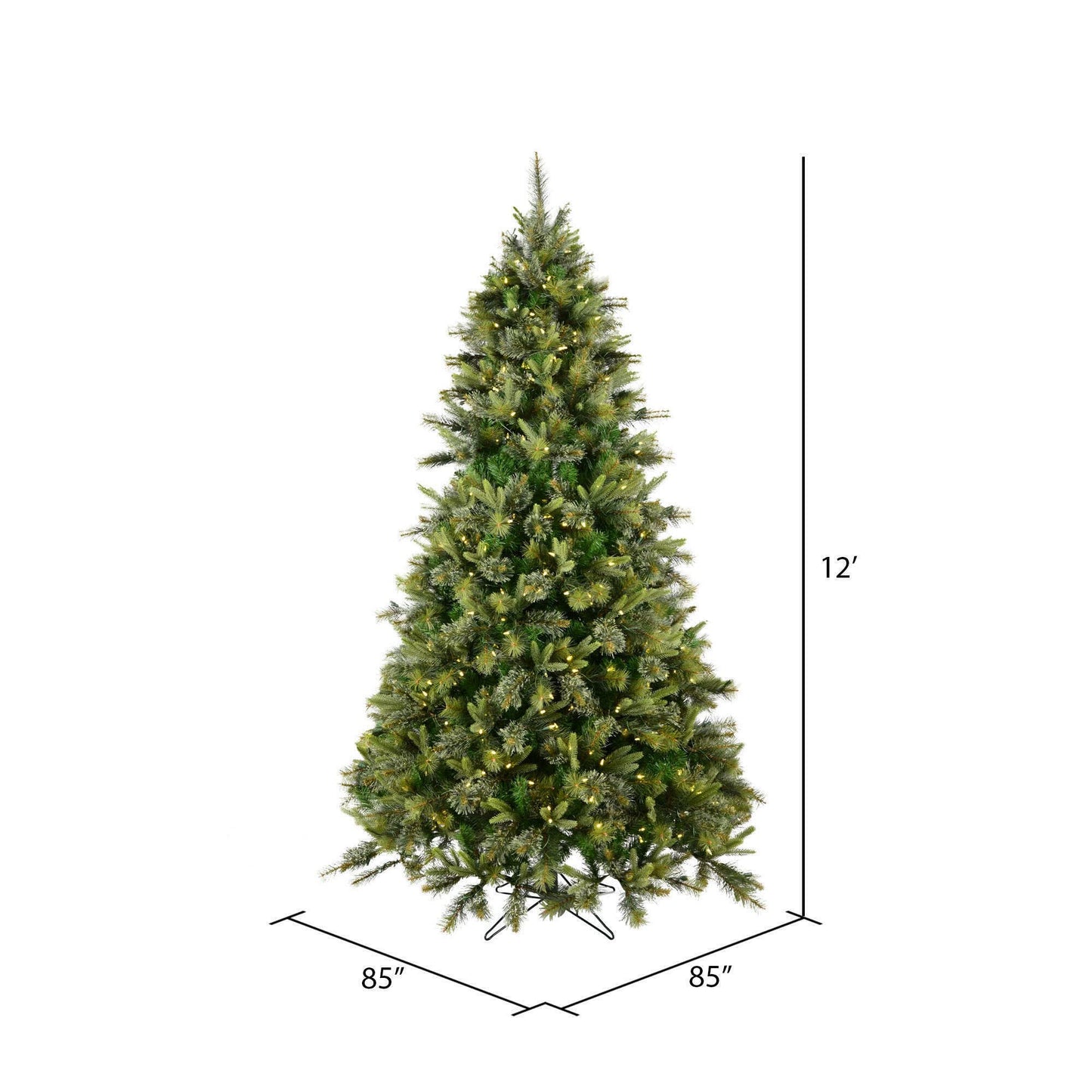 Vickerman 12' Cashmere Pine Artificial Christmas Tree - Warm White Dura-Lit® LED Lights - Faux Christmas Tree - Seasonal Indoor Home Decor - Realistic Christmas Tree