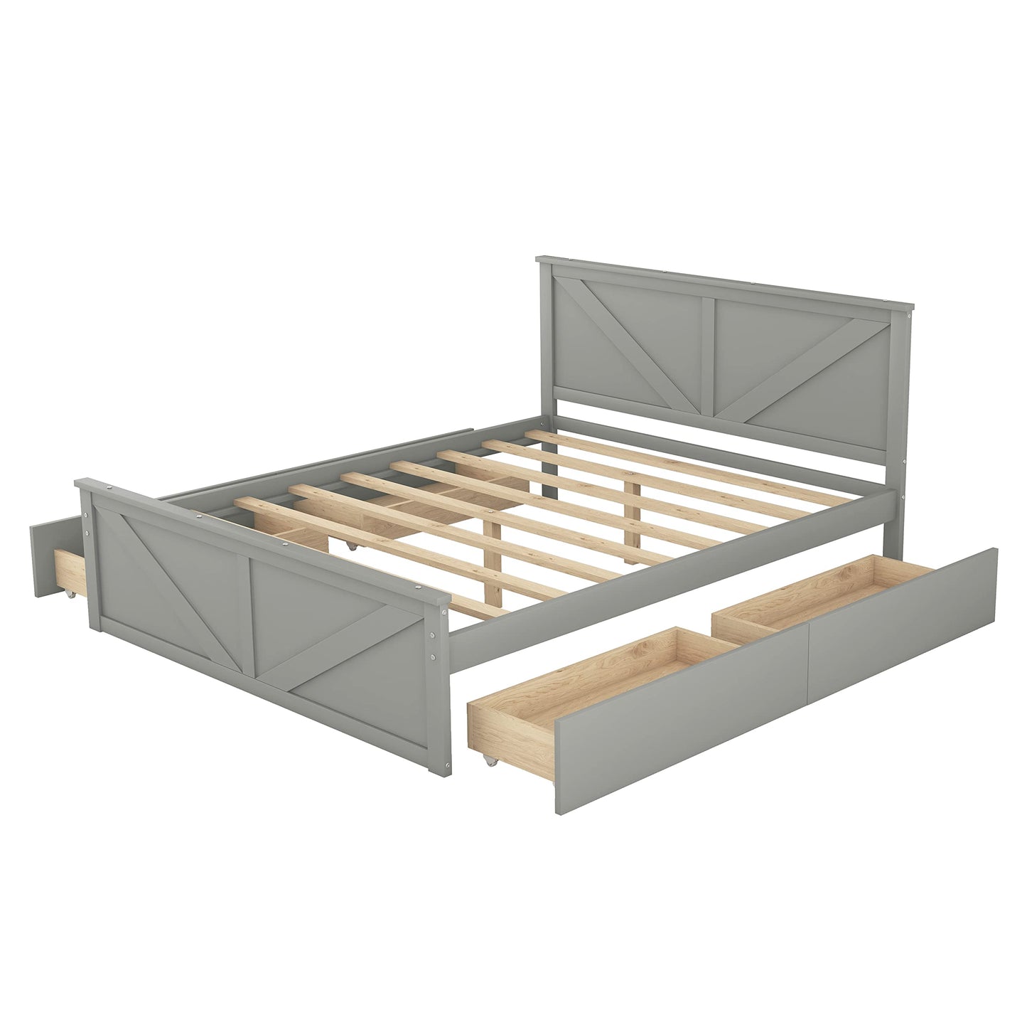 Queen Storage Bed with 4 Drawers and Headboard by Harper & Bright Designs - WoodArtSupply