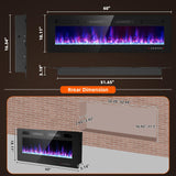 BREEZEHEAT 60 inch Electric Fireplace Wall Mounted/Freestanding-Ultra Thin Fireplace Inserts for Living Room with Heater, Remote Control, Touch Screen, Led Flame, 8H Timer, 750w/1500w BREEZEHEAT