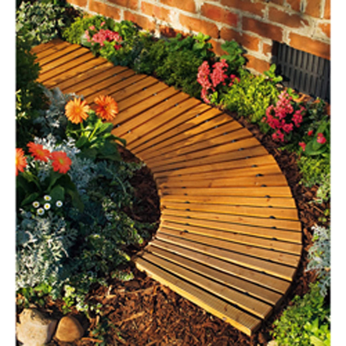 Plow & Hearth 6 Feet x 18 Inches Curved Outdoor Wooden Garden Pathway | Natural Waterproof Weatherproof Hardwood Cedar Rollout Walkway | Landscape for Outside Cypress Home